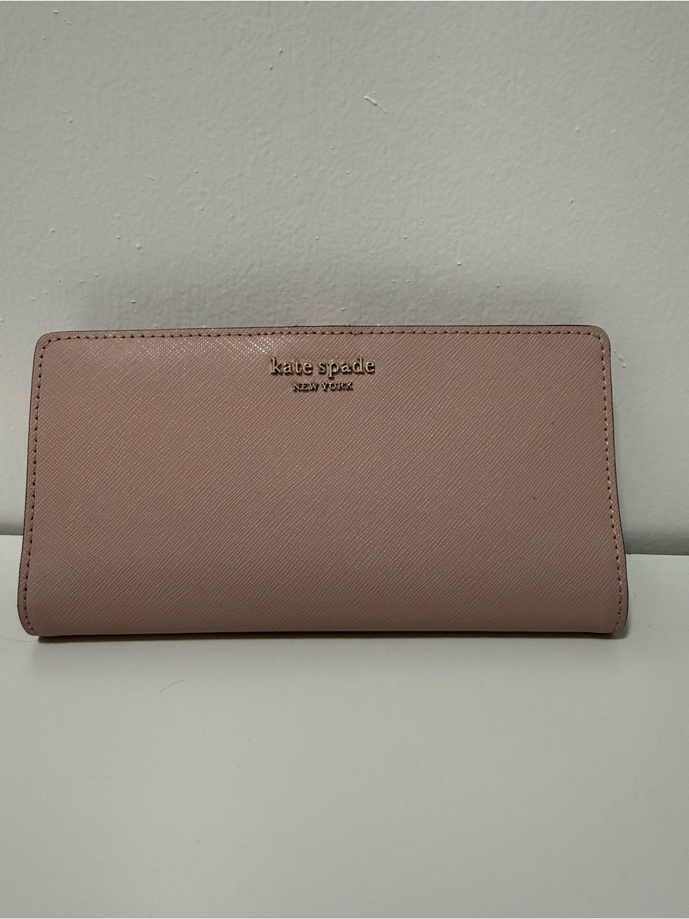 Kate Spade Dusty Rose Saffiano Leather Large Slim Bifold Wallet Pink Long